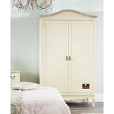 Premium Teak Wood 2 Door Wardrobe (Champagne White Finish) - Wooden Twist UAE